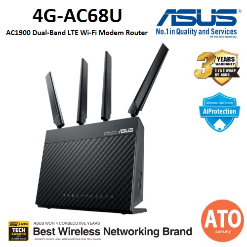 Asus 4g Ac68u Ac1900 Dual Band Lte Wi Fi Modem Router With Parental Controls And Guest Network