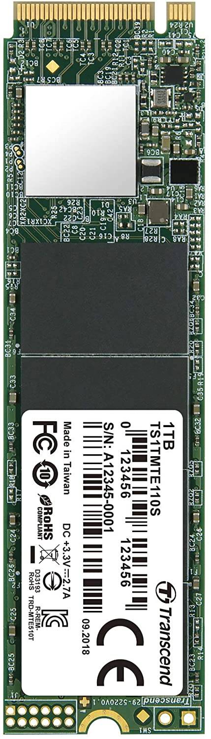 Transcend NVMe PCIe Gen3 x4 MTE110s M.2 SSD (3D TLC NAND) 1TB
