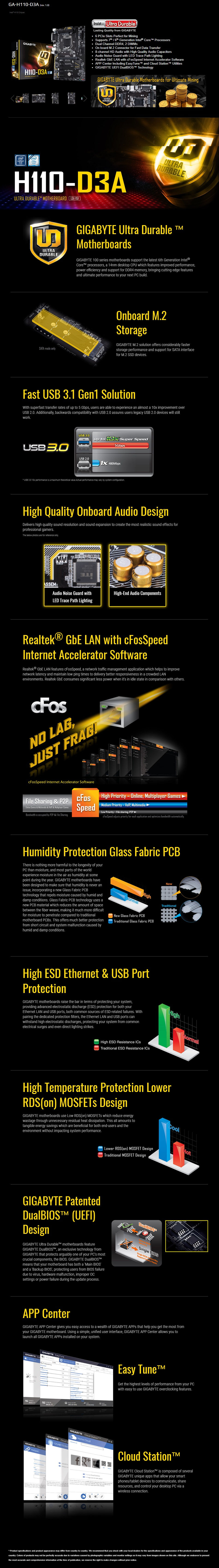 Gigabyte Ga H110 D3a Motherboard