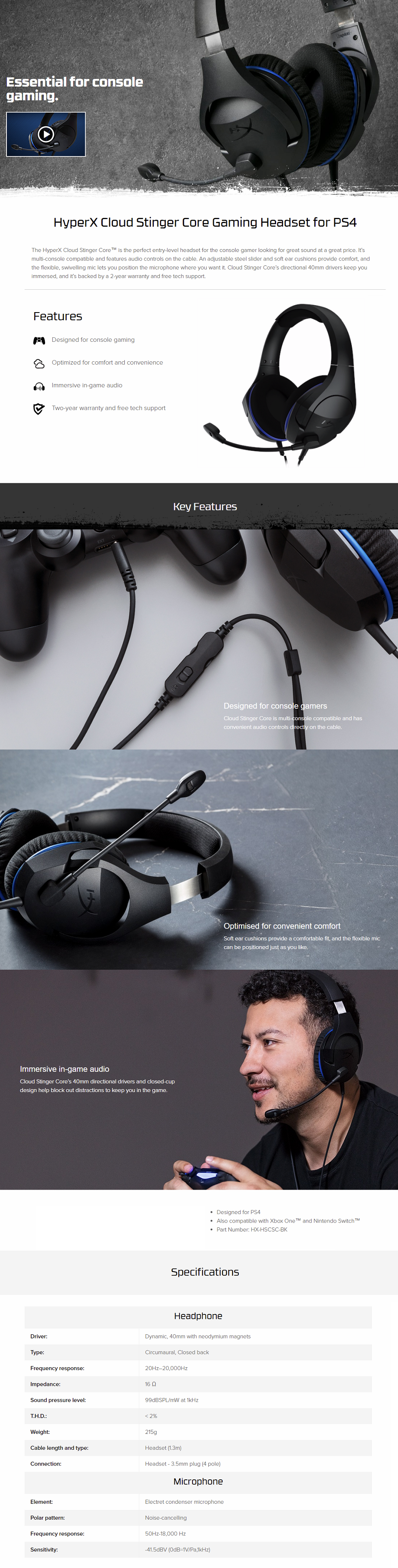 Hyperx Cloud Stinger Core Official Licensed Product For Ps4