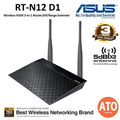 Asus Rt N12 D1 Wireless N300 3 In 1 Router Ap Range Extender