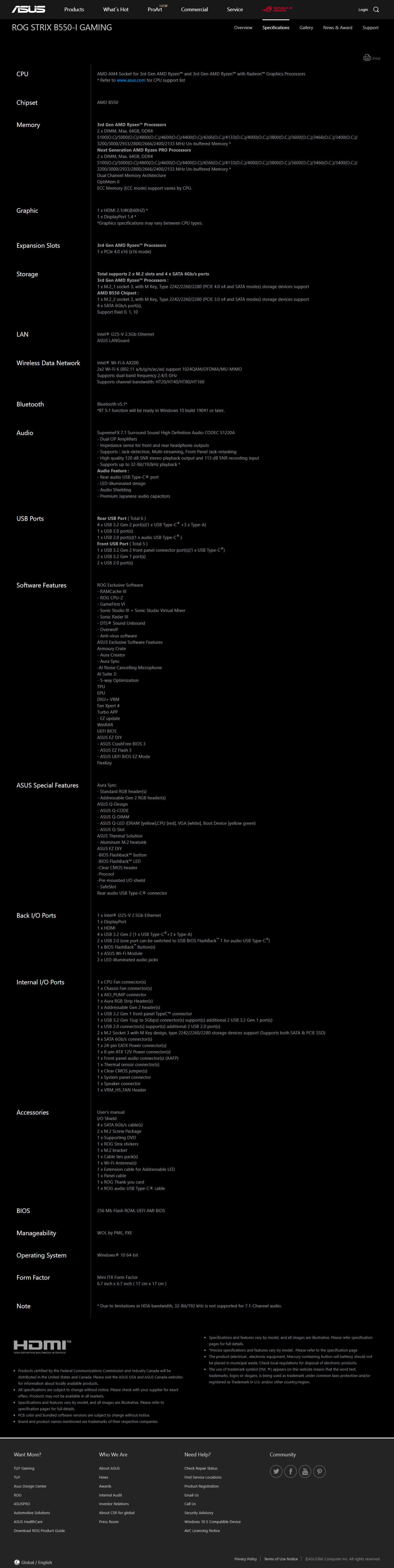 Asus ROG STRIX B550-I GAMING Motherboard (AMD)