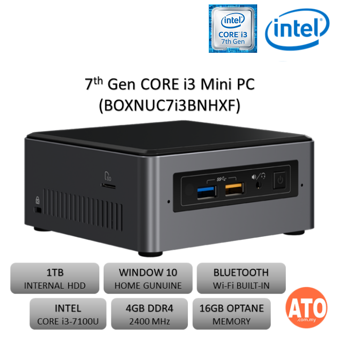Intel BOXNUC7i3BNHXF (i3/2.4GHz/4GB DDR4/1TB/16GB OPTANE)